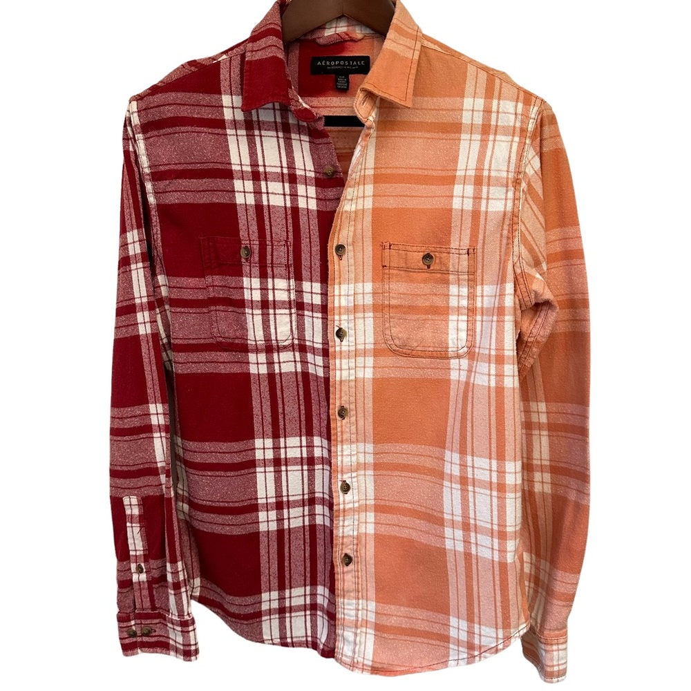 Aeropostale Bleached Plaid Button Down Shirt S